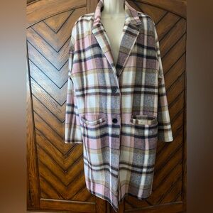 Pretty garden plaid coat size large New